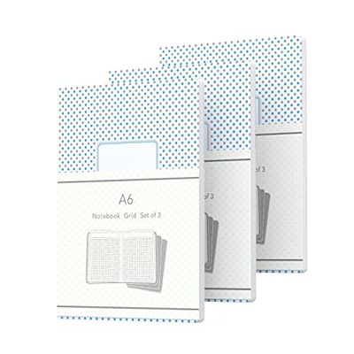 JiaWei Paquete de 3 cuadernos A6, cuadriculados (32 hojas), cuadernos, bloc de bocetos, diario clásico, bloc de escritura, almohadilla de dibujo de protección ocular para notas, pintura y graffite, 10,5 x 14,5 cm