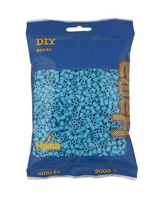 Hama Perlas 201-49 – Bolsa de perlas para planchar con aprox. 3000 cuentas medianas para manualidades con diámetro de 5 mm en color azul celeste, diversión creativa para grandes y pequeños