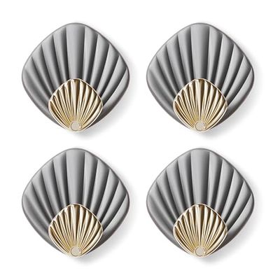 RICOO Ganchos adhesivos para pared HP004-GY, Moderno Gancho de Pared para Colgar Toallas, Conjunto de 4 Piezas, Perchas adhesivas fuertes, 6x6x2,5 cm, Estilo Elegante, Gris