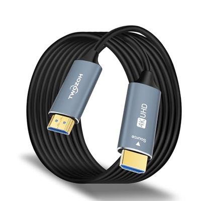 Twozoh Vezel Optische HDMI kabel 20M, 4K Fiber HDMI naar HDMI kabel 4K/60Hz (4:4: 4 HDR10 HDCP2.2) 1440p 144Hz 18 Gbps Hoge snelheid UHD Fiber HDMI kabel
