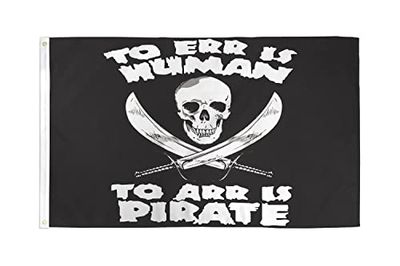 AZ FLAG - Bandera Pirata contra Humano - 150x90 cm - Bandera con Calavera 100% Poliéster con Ojales de Metal Integrados - 110g - Colores Vivos Y Resistente A La Decoloración