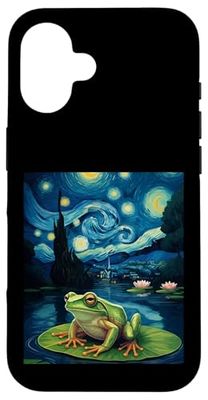 Van Gogh Starry Night Frog on Lily Pad Unique Art Case for iPhone 16