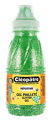 Cléopâtre GP250-16 - GLITTER-gel, transparent gel med färgglada glitter, grön, 250 ml