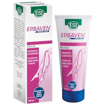 ESI - Erbaven Fresh Gel a Base di Bromelina, Centella Asiatica, Mirtillo e Aloe, Favorisce la Funzionalità del Microcircolo e il Drenaggio dei Liquidi Contro Gambe Gonfie, Clinicamente Testato, 100 ml