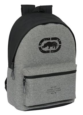 Safta ECKO UNLTD. RHINO - Mochila para Portátil 15.6" y USB, Ideal para Jóvenes de Diferentes Edades, Tejido Reciclado, Cómoda y Versátil, Calidad y Resistencia, 31x18x44 cm, Color Gris/Negro