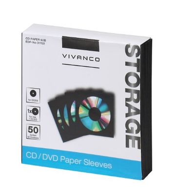 Vivanco CD/DVD papperskuvert (50-pack) svart