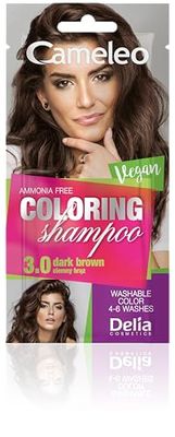 Cameleo - Shampooing Teinté Marron Foncé - Rafraîchissement Rapide et Facile des Couleurs - Sans Ammoniaque ni Oxydants - Shampoing en Sachet - 40 ml
