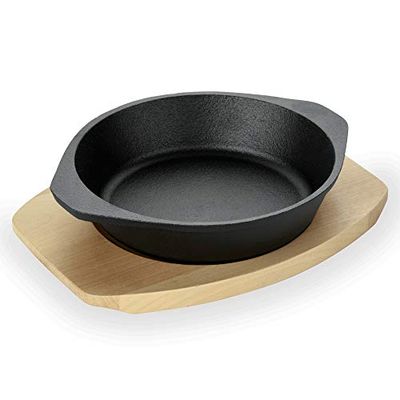 WAS 3528 180 Series 201 Cast Iron with Wooden Coaster 19 cm Diameter 4.5 cm Height