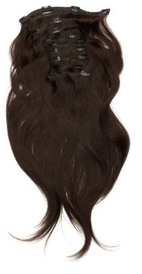 Love Hair Extensions Human Hair Silky Straight 10 Piece Full Head Set 18-inch Natural Black