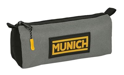 Safta Munich Moonless Pennenetui met ritssluiting en vak, ideaal voor kinderen op schoolleeftijd, comfortabel en veelzijdig, kwaliteit en duurzaamheid, 21 x 7 x 8 cm, kleur, Zwart/Grijs, Standaard,