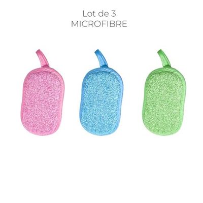 JE CHERCHE UNE IDEE, ME0042, Set di 3 Spugne in Microfibra, Ultra-assorbenti ed efficaci, Dolcezza e protezione delle superfici, Durabilità e riutilizzabilità, Versatilità d'uso