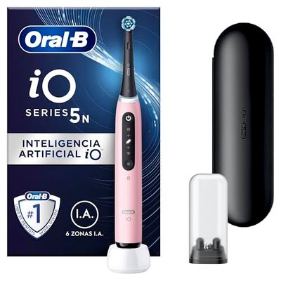 Oral-B iO 5N Brosse À Dents Électrique Rose connectée Bluetooth, 1 Brossette, 1 Étui De Voyage