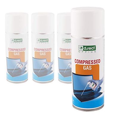 D.RECT Aria Compressa Spray 4x400ml - Purificatore D'aria Compressa, Pulitore per Tastiera, Computer Fotocamera Telefono Cellulare - Pulizia PC Inodore, Pulitore per Computer e Tastiera