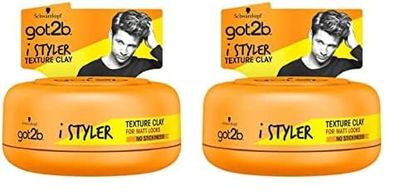 Schwarzkopf got2b iStyler, Long Lasting Hold, No White Residue, Silicone Free, Texture Matt Finish Hair Clay 75ml (Pack of 2)