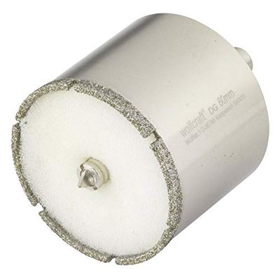 wolfcraft Coroa de perfuração de diamante "Ceramic" com broca centradora e haste I 5940000 I Para instalações sanitárias e elétricas em azulejos e azulejos; profundidade de corte: 45 mm