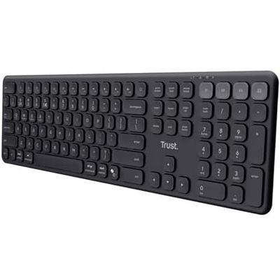 Trust Vaiya Wireless Bluetooth Keyboard + 2.4 GHz Spanish QWERTY, Rechargeable Multi-Device Bluetooth Keyboard with Numpad, 55% Recycled Plastic, Windows iOS iPadOS MacOS Android, Black