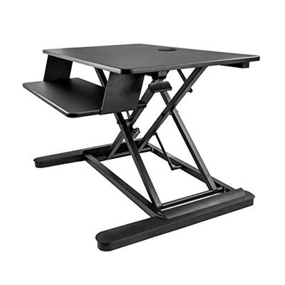 StarTech.com Convertisseur de Bureau Assis-Debout avec Plateau pour Clavier, Surface 35x21" - Poste Ergonomique de Bureau/Tablette à Hauteur Réglable - Peut Contenir 2 Écrans - Pré-Assemblé (ARMSTSLG)