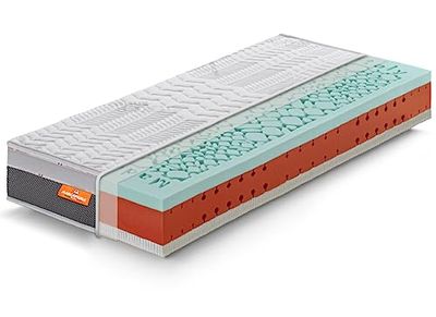 Marcapiuma - Matras voor Frans bed van memory + latex gel 100 x 220 cm hoogte 22 cm - Celebration - H3 stijf - medisch apparaat - afneembare zilveren hoes - 100% Made in Italy