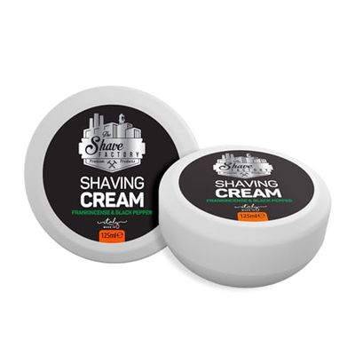 The Shave Factory Shaving Cream - Shaving Cream for Men, Shave Cream, Shaving Cream Suitable for All Skin Types, Made in Italy - 125ml (4.22 Fl. Oz) (Frankincense & Black Pepper)