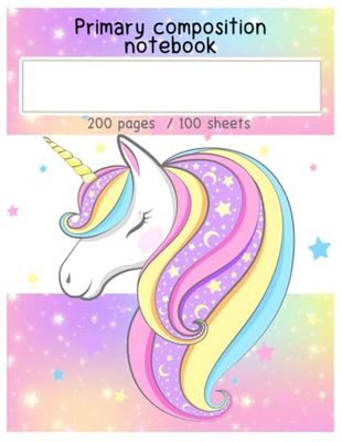 Unicorn composition Notebook for kids: Draw and Write Journal for Preschool, kids ages 3-8, Grades K-2 with Dotted Midline and Picture Space