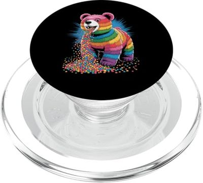 Piñata colorida de oso arco iris, arte psicodélico mexicano único PopSockets PopGrip para MagSafe