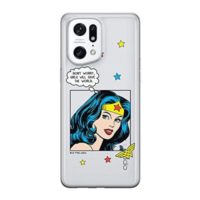 Ert Group custodia per cellulare per Oppo FIND X5 PRO originale e con licenza ufficiale DC, modello Wonder Woman 028 adattato in modo ottimale alla forma dello smartphone, parzialmente trasparente