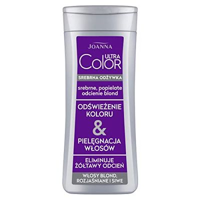 JOANNA Balsamo ultra color argento – Balsamo per capelli per donne – Balsamo per la cura migliorante del colore – Neutralizzazione dei gialli indesiderati – Facilita la pettinatura dei capelli –