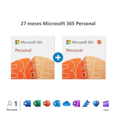 Microsoft 365 Personal - 1 persona - Uso total 27 meses | PC/Mac/Mobile | Código de activación enviado por email