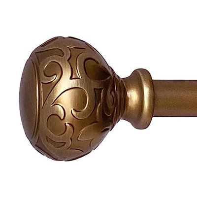 Sorrento 86-128 Inch Adjustable Curtain Rod Set, 5/8 Inch Diameter in Vintage Brass