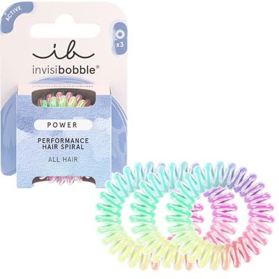 invisibobble Power Magic Rainbow Colourful Spiral Hair Scrunchies for Thick Hair & Active Lifestyle, HAIRLOVETECHâ„¢ Technology, Strong Hold & Comfort, Ideal for Women & Girls, Pack of 3