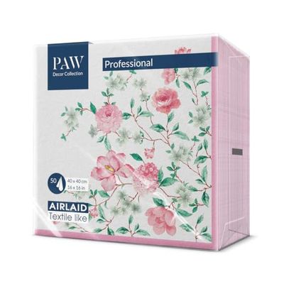 PAW - Airlaid Servetten (40 x 40 cm) I 50 Stuks I Ideaal voor Bruiloft, Doop, Communie, Verjaardag I Hoogwaardige Tafeldecoratie Stoffen Servetten I Servetten Stofachtig I Roze Seizoen