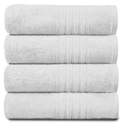 GC GAVENO CAVAILIA Gaveno Cavailia 100% Natural Cotton Thick Absorbent 450 GSM Hampton [Pack of 4-White, Hand Towel (50x80 Cm)