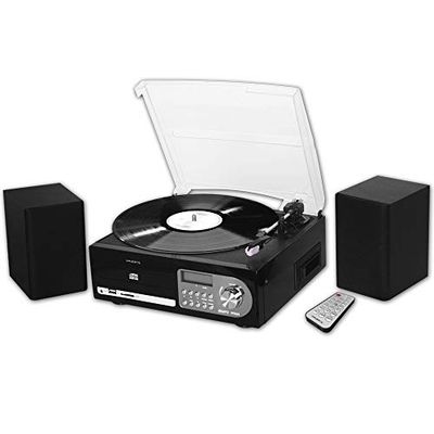 Majestic TT 38R CD TP USB SD - Tocadiscos 33/45/78 RPM, Reproductor de CD/MP3, Casete, Entrada USB/SD Recorder, Negro