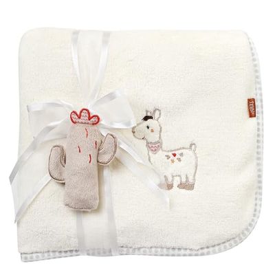 Fehn 058253 Couverture Douillette pour bébé et Enfant à partir de 0 Mois – pour se blottir, comme Tapis d'éveil, Doudou ou Couverture pour la Maison et Les déplacements 00058253 100 x 75 cm Beige