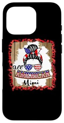 All American Mimi Patriotic Messy Bun Usa Flag 4th of July Custodia per iPhone 16 Pro