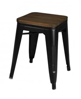 Urban living "LIV Mate svart metallpall med träsäte 39X39XH46CM