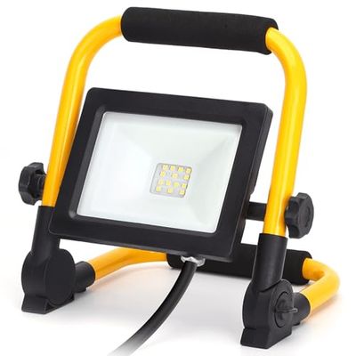 Projecteur LED portable 10 W 920 lm 6 500 K IP65, idéal pour l'éclairage extérieur et les tâches de plein air.