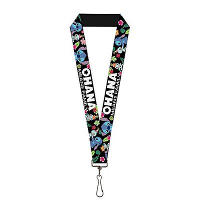 Buckle-Down Unisex-Adult (Luggage only) Lanyard-1.0-Ohana Means Family/Stitch & Scrump Poses/TRO Key Chain, Multicolor, One Size