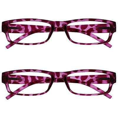 OPULIZE Occhiali Da Lettura Rosa Tartaruga Leggero Comodo Lettori Valore 2 Pacco Stile Designer Uomo Donna UVR2PK032PK +2,50