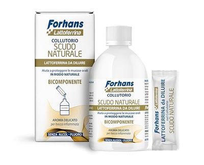 Forhans Collutorio Bicomponente con Lattoferrina Attiva Scudo Naturale, Contrasta Black Stain, Mucositi e Bocca Secca, Ideale per Impianti Dentali, Apparecchi Ortodontici, Effetti Terapie Oncologiche