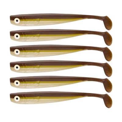 Zanderbait 12 cm Brauni UV, señuelos de Pesca, señuelos Artificiales, lucioperca, cebos Blandos, Peces de Goma, 6 Unidades.