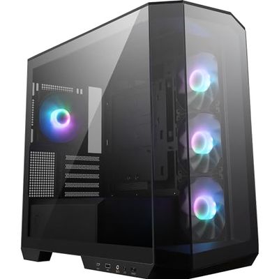 MSI MAG PANO M100R PZ Micro-ATX Case - 3 ventole ARGB da 120 mm e 1 ventola ARGB da 120mm, supporto per GPU, filtri antipolvere, spazio per il routing dei cavi di 33 mm, USB Type-C (20Gbps)