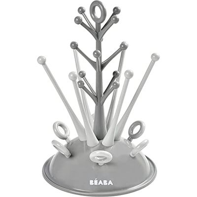 BÉABA, Flessenafdruipboom, grote capaciteit, 6 flessen en accessoires, afneembare wateropvangbak, praktisch, slim design, grijs