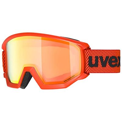 uvex athletic FM, gafas de esquí unisex, campo visual ampliado antivaho, ventilación sin corrientes de aire, fierce red/orange-orange, one size