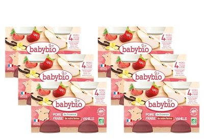 BABYBIO - Petits Pots - Poire Fraises de notre Ferme Vanille - 2x130g - BIO - Lot de 6