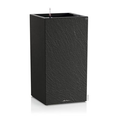 Lechuza - Macetero Canto Slatestone 40 High Dark Grey con Sistema de riego, indicador de Nivel de Agua e inserción, Aspecto Pizarra, 40 x 40 x 76 cm, 15956