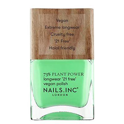 Nails.INC 73% Plant Power Nail Polish, Long Lasting Nail Color Lasts Up to 10 Days, Quick Drying, Cruelty Free, Vegan, 21 Free Formula, Easy Being Green, (14ml)