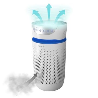 HoMedics Purificateur d’Air Filtres HEPA et Charbon Compact, Assainisseur d'air Portable pour purifier l'air de la maison, des odeurs et des bactéries Mode Nuit silencieux, Option Aromathérapie