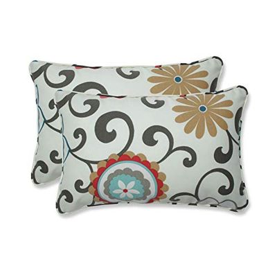 PERFECT PILLOW Pillow Perfect Outdoor Pom Pom Play Peachtini Rectangular Throw Pillow, Set of 2 by Pillow Perfect