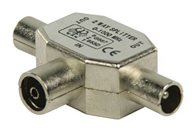 Valueline metaal coaxiale T-splitter (coaxiale aansluiting op 2x coaxstekker)